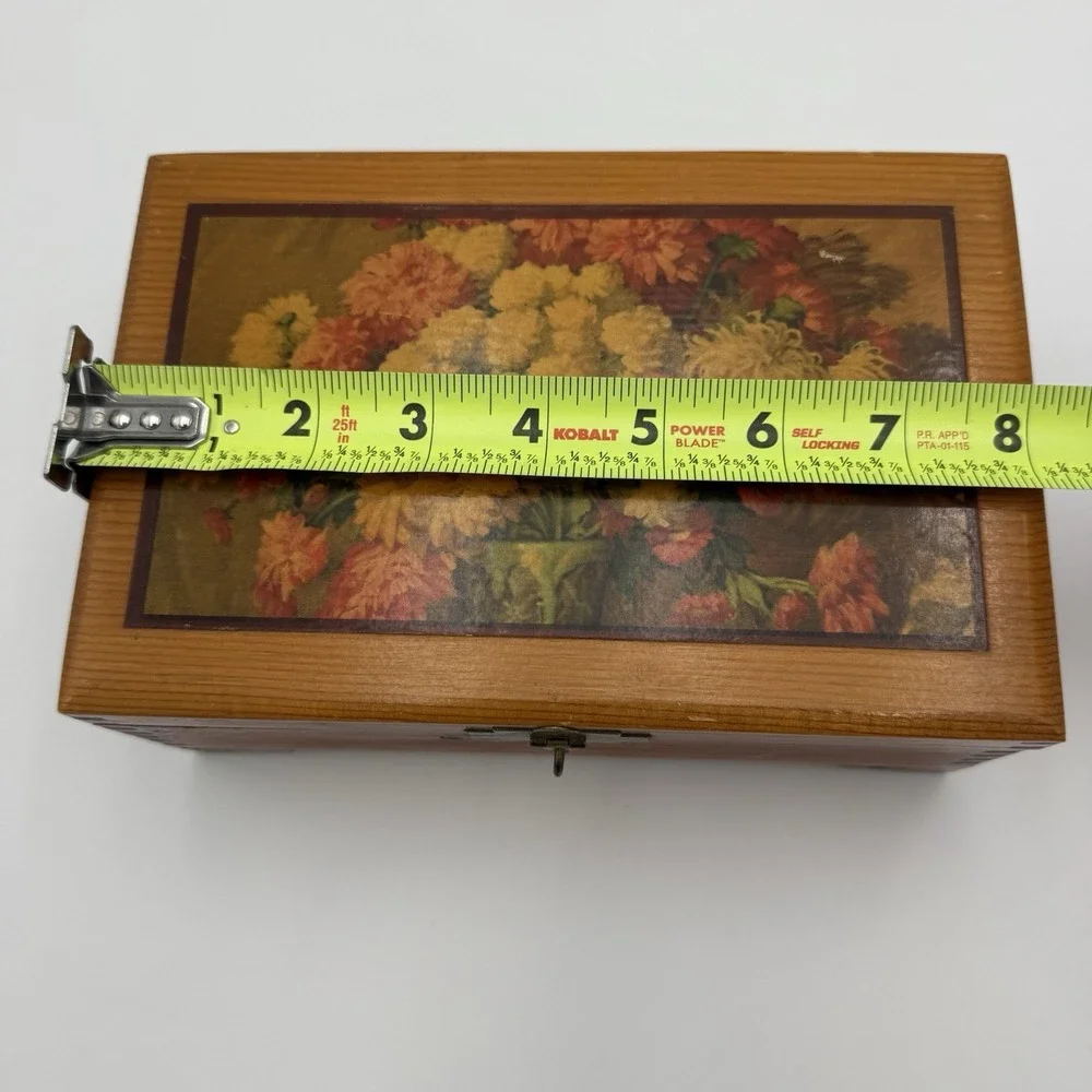 Vintage Cedar Jewelry Box, Sewing Box, Trinket Box or Stationary Box W/ Lock Key